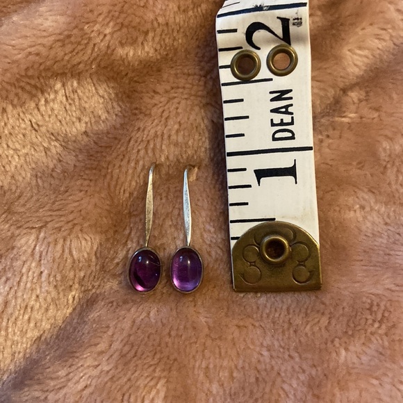 Silver/purple drop earrings - Picture 3 of 3